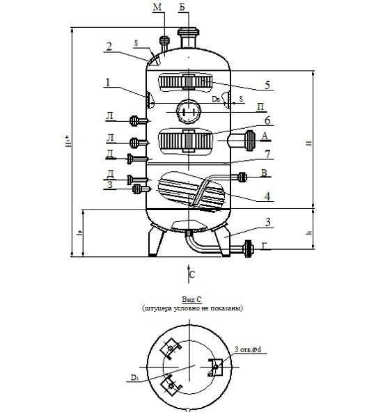 Типовой чертеж газового сепаратора ГС тип 2