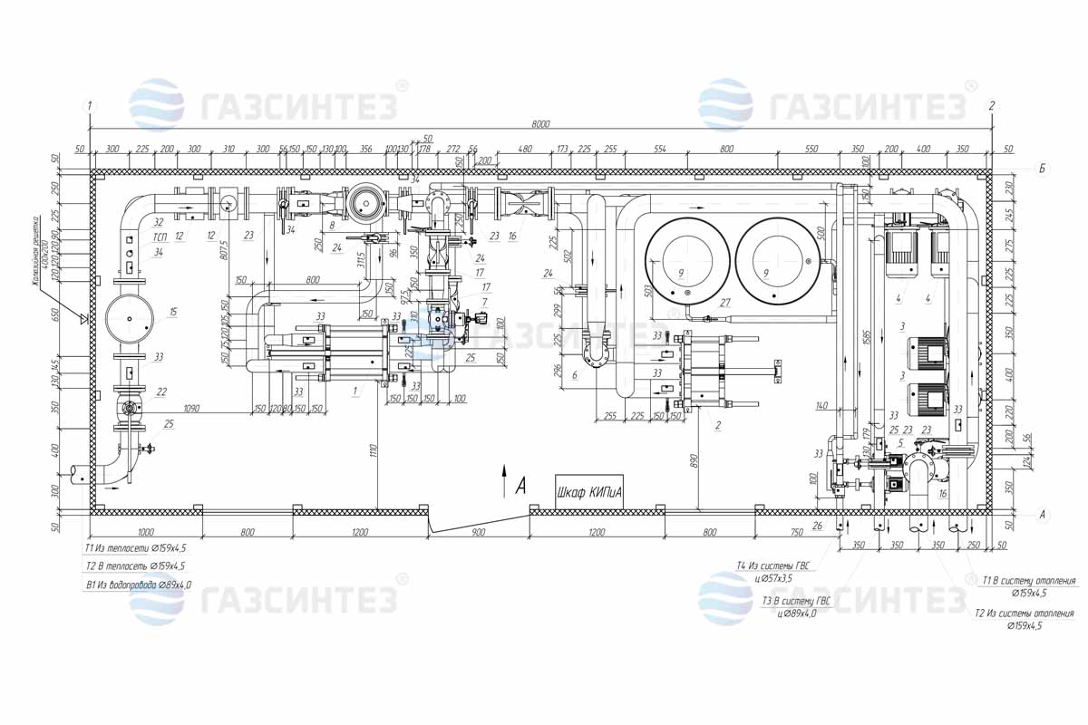 Схема центрального теплового пункта производства Завода ГазСинтез